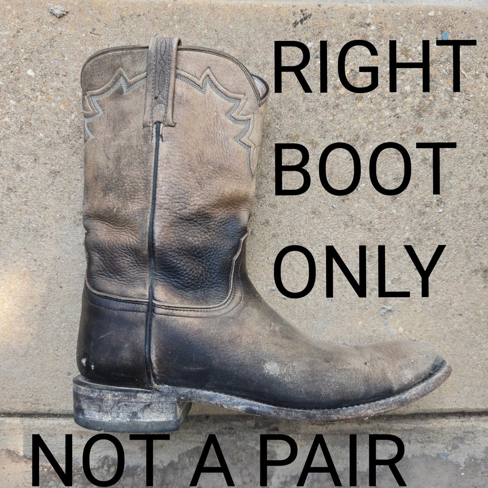 SINGLE Lucchese 2000 RIGHT BOOT ONLY 9 B Men Black Distressed Cowboy Replacement - Picture 1 of 14